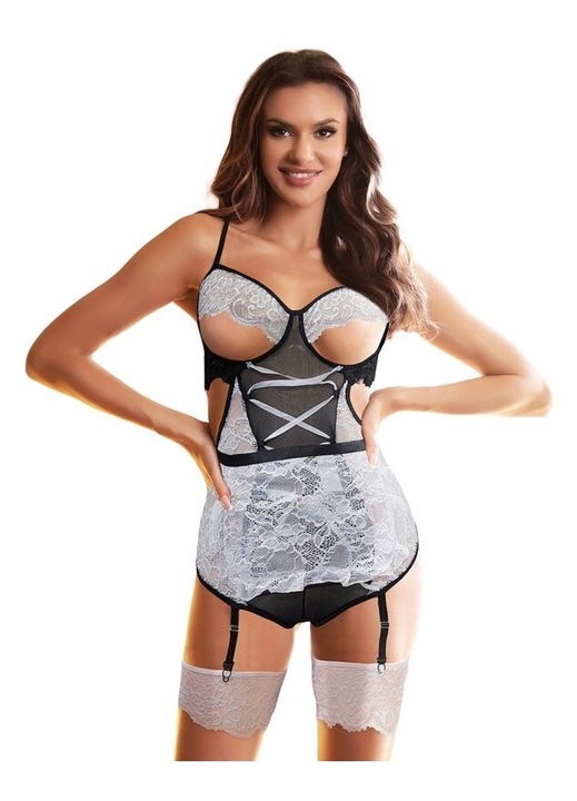 Szexi szobalány jelmez nőknek, Subblime, poliészter/elasztán, fekete/fehér, L-XL