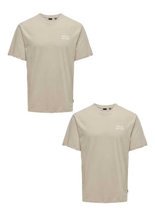 Only & Sons férfi pólók 2 darabos szettben, Bézs, M