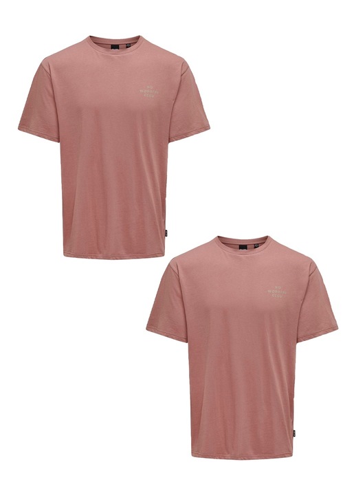 2 db-os férfi póló készlet, Only & Sons, pamut, bordeaux, Bordeaux, M