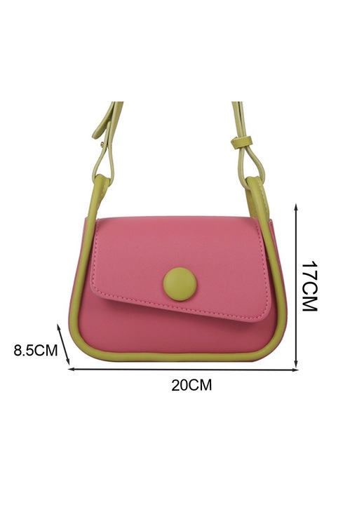 Válltáska, ökológiai bőr, rózsaszín/zöld, 20x17x8,5cm