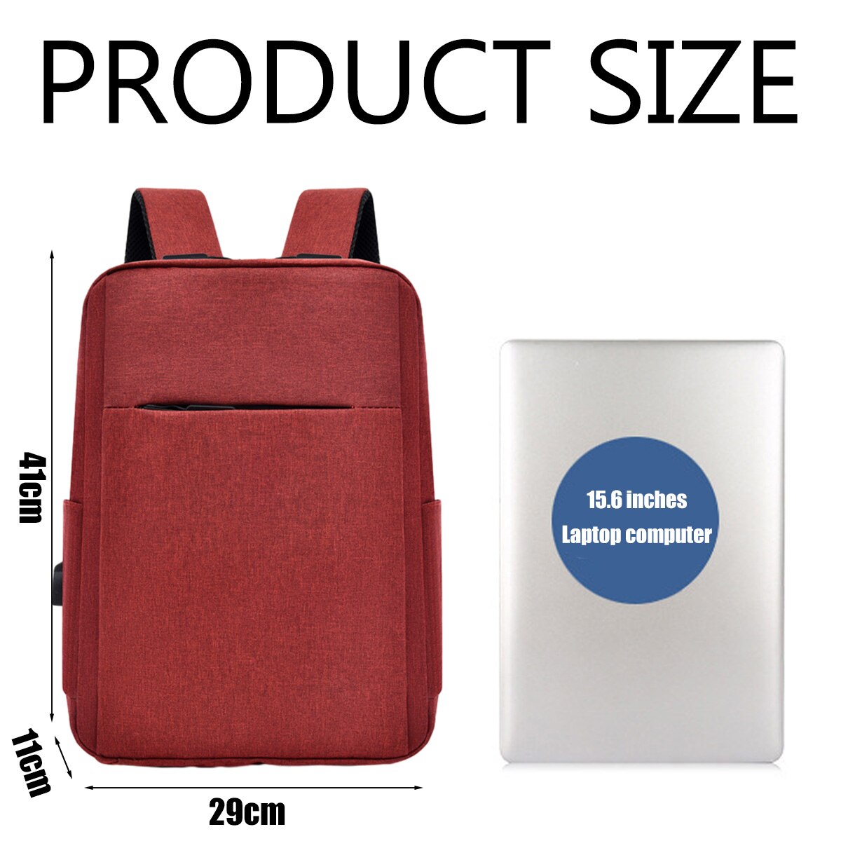 Rucsac laptop rezistent la apa, rosu, 41x29x11 cm