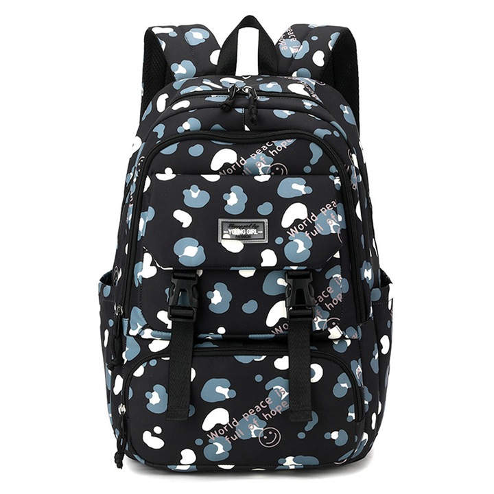 Jormftte iskolatáska fiúknak, mosolygós fekete arc, poliészter anyag, cipzáras záródás, 6+ év