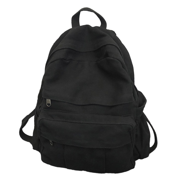 Jormftte laptop hátizsák, vászon, fekete, cipzáras záródás