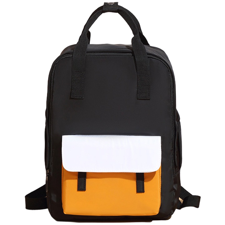 Iskolatáska Jormftte, szett, fekete, nagy méret, poliészter, cipzáras záródás