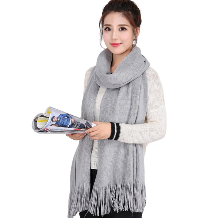 Esarfa dama alba, 200x30cm, material moale, potrivita pentru ocazii speciale