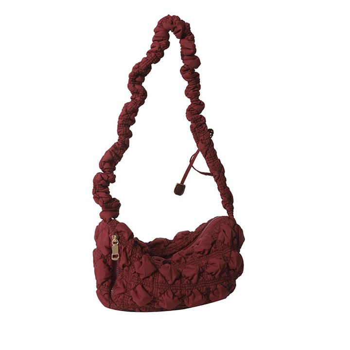 Jormftte női válltáska, bolyhos modell, borvörös, 32x20x7cm