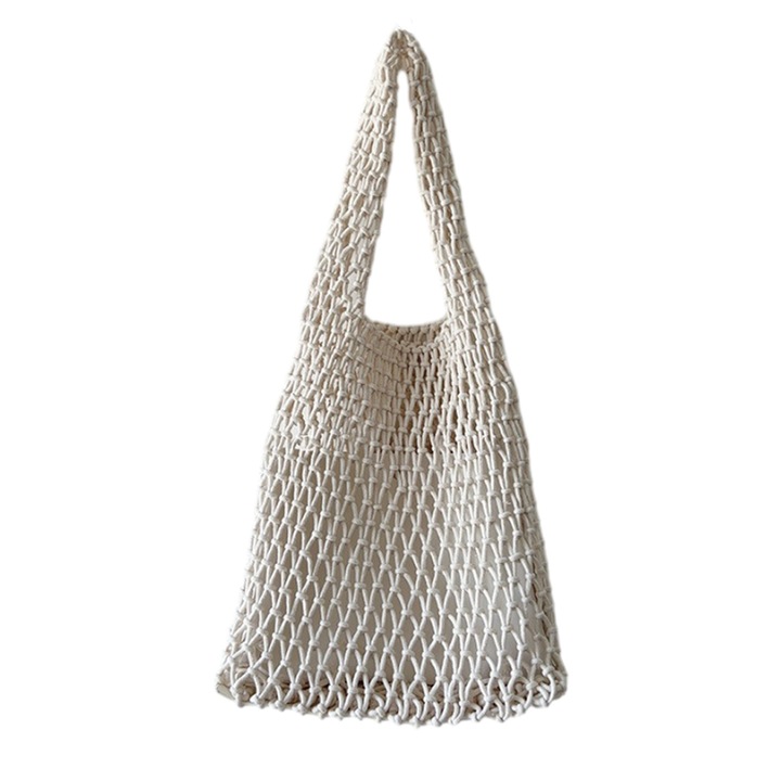 Jormftte válltáska, hálós modell, törtfehér, 27x30x32cm, poliészter belsővel