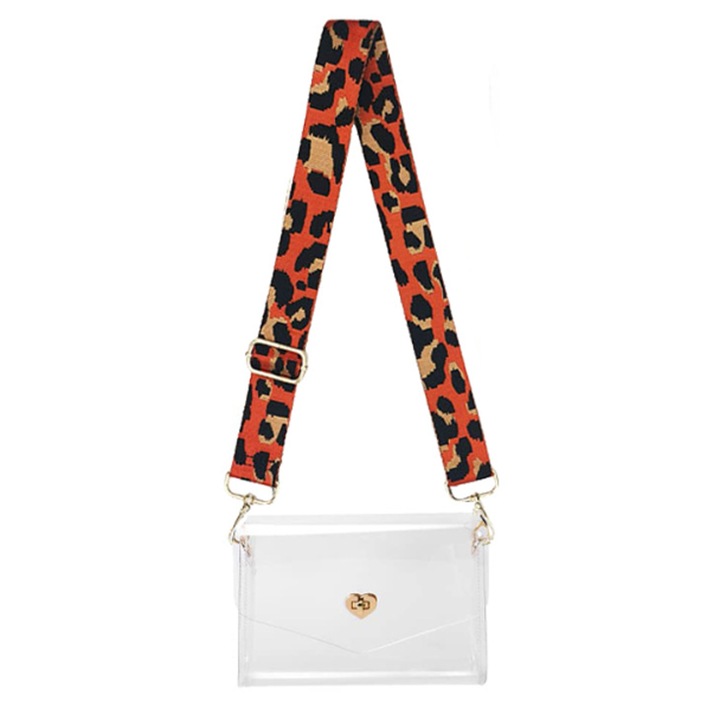 Jormftte női válltáska, narancssárga leopárd mintás, vízálló, 20.5x4.5x15cm méretű, állítható pánttal.