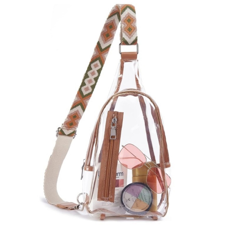 Divatos vállpántos utazótáska - sötétbarna