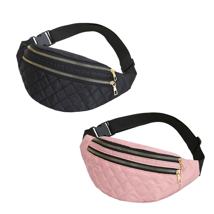 Táska, Jormftte, fekete/rózsaszín, 32x15cm, vízálló, állítható pánt, 2 darabos szett