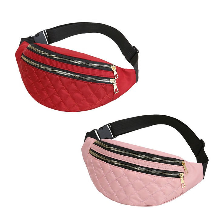 Borseta, Jormftte, piros/rózsaszín, 32x15cm, vízálló, állítható pánt, 2 darabos szett