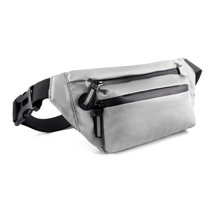 Jormftte sporttáska, multifunkcionális, vízálló, ezüst, 32x12x5cm