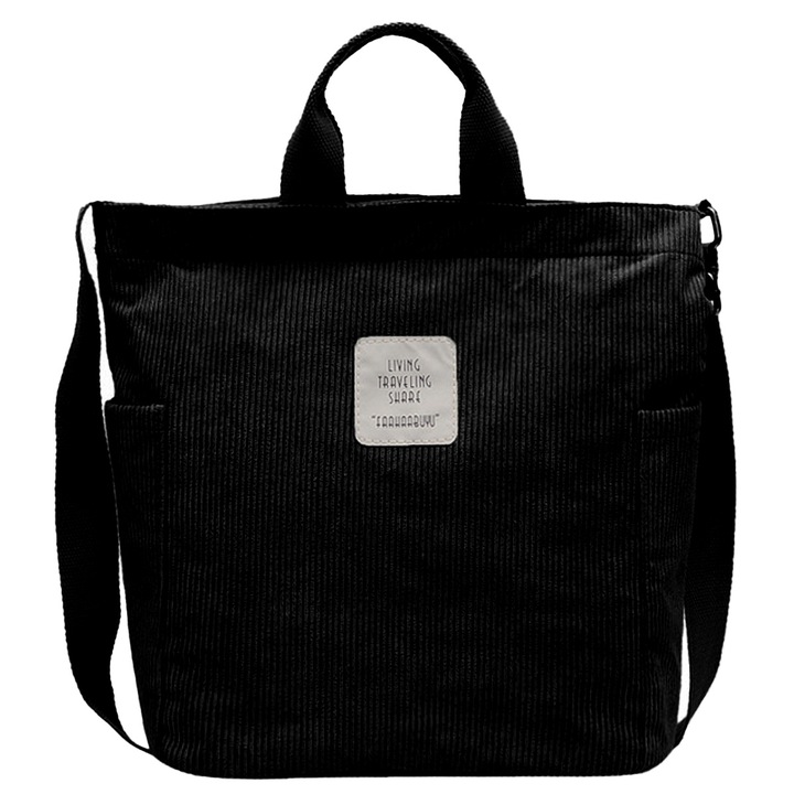 Női táska, pamut, fekete