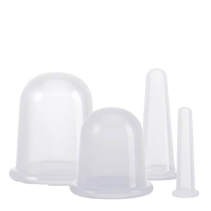 Set ventuze masaj anticelulitic, silicon medical, 4 dimensiuni, transparent