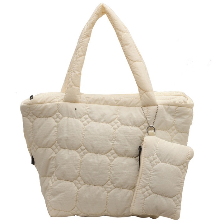 Női nagy puffadt táska, Jormftte, kis táskával, 37x18x27cm, többszínű