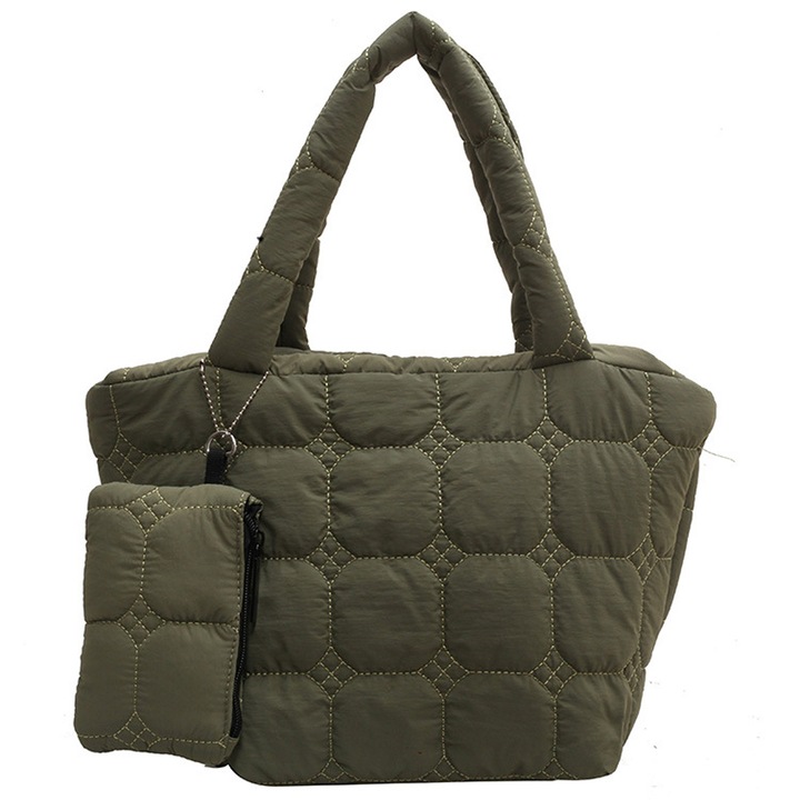 Női nagy puffadt táska, Jormftte, nagy és kis táska szettben, fekete, 37x18x27cm