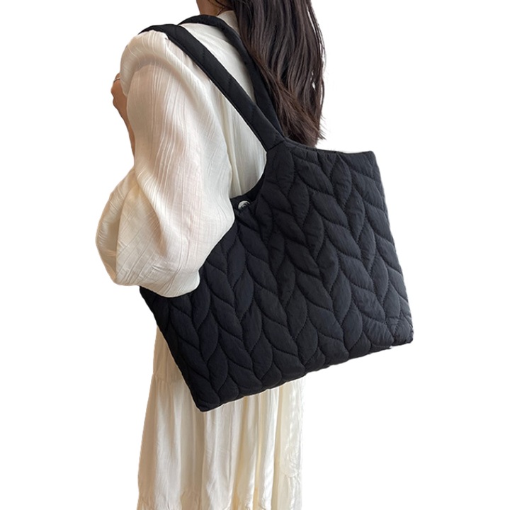 Női steppelt táska, Jormftte, bézs/khaki/fekete/narancssárga, 40x13x32cm, 1 táska szett