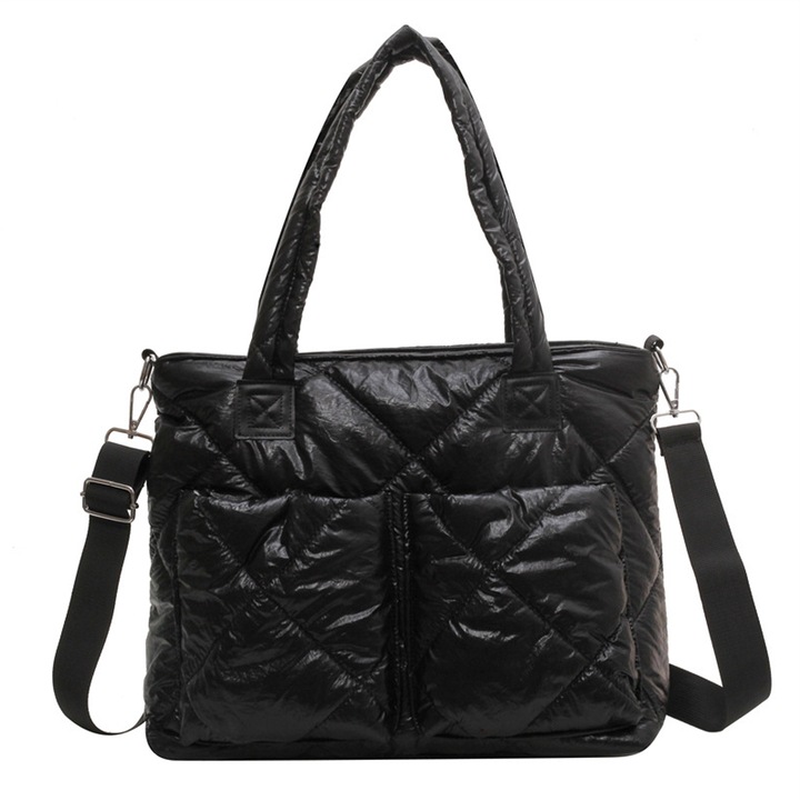 Jormftte női tote táska, fekete arannyal és lilával, 37x14x29cm, 1 táskás szett