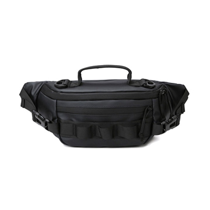 Férfi crossbody táska, sling modell, nagy kapacitású, fekete