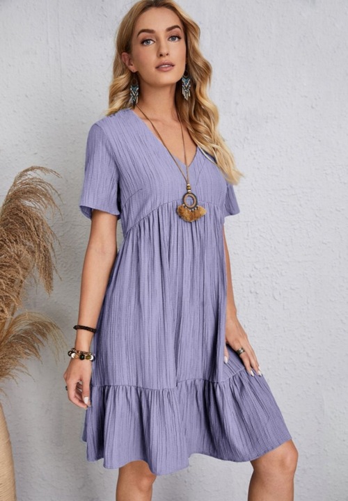 Rochie de vara dama, Cozevdnt, Poliester, Violet