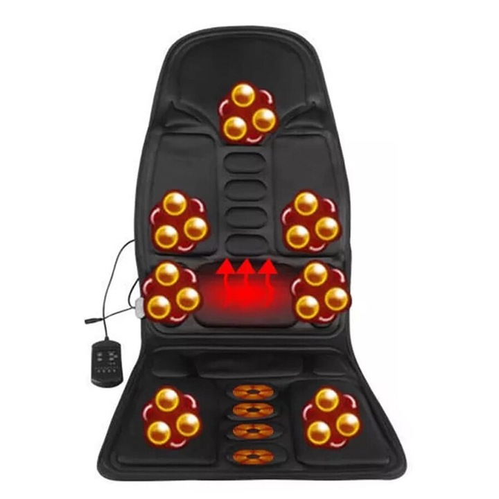 Set masaj pentru scaun, 8 moduri, intensitate reglabila, functie de incalzire, utilizare auto/birou/acasa