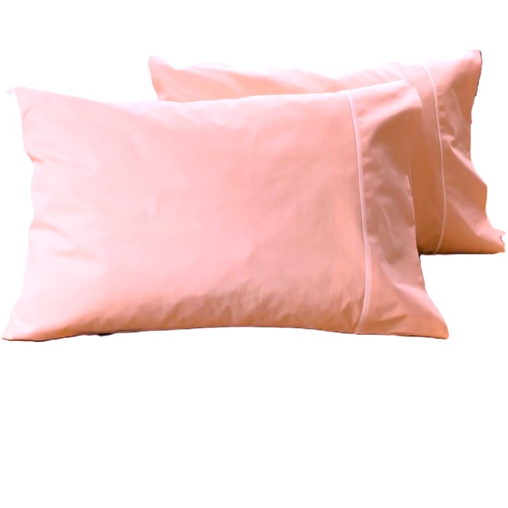 Комплект 2 х калъфки за възглавници с кант, 50 см х 80 см, Casa Bucuriei, сьомга, 100% памук, две лица