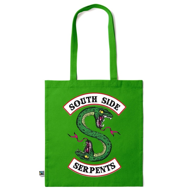 Intelli® Öko-barát pamut bevásárlótáska hosszú füllel, Southside Serpents, 38×42cm, Sötétzöld, GR-KI171