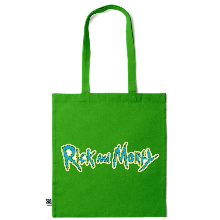Rick and Morty dizajnu kornyezetbarat pamut bevasarlotaska az Intelli®-tol, Sötétzöld, 38 x 42 cm