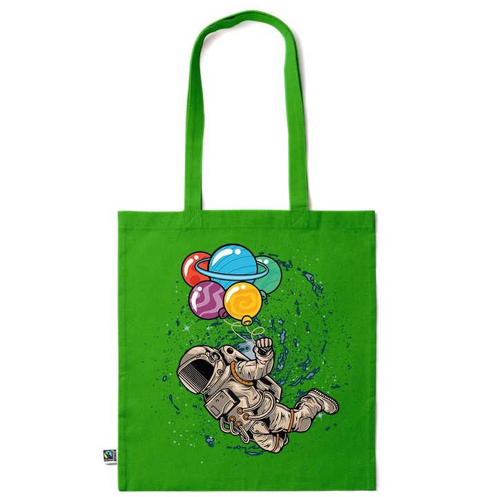Intelli® Sacosa памучна екологична чанта за пазаруване с дълги дръжки, Астронавт, 38 - 65488, Тъмнозелен, 38 x 42 cm