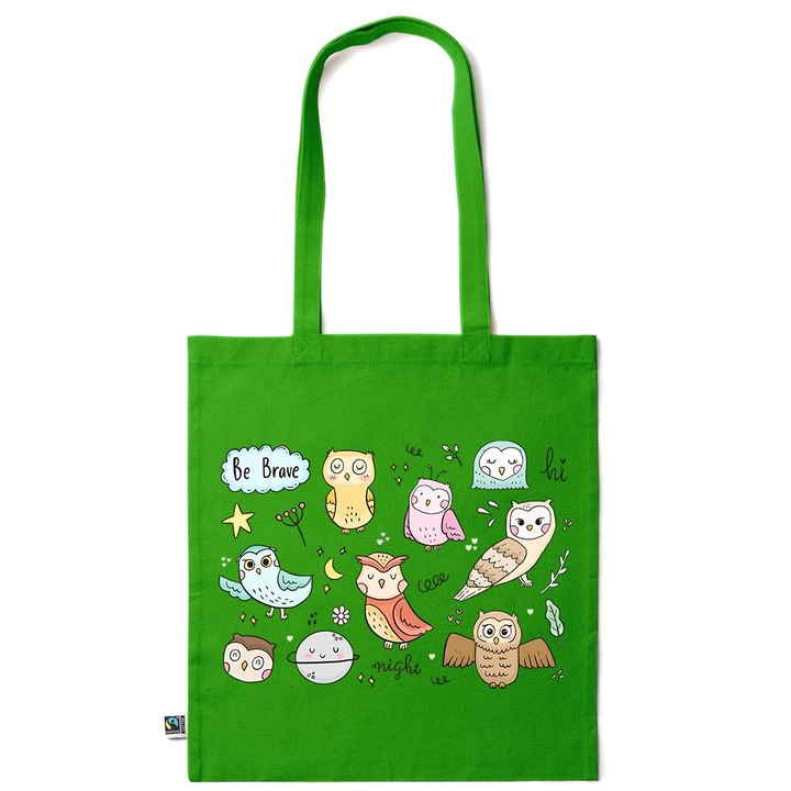 Intelli® Sacosa памучна Еко-приятелска чанта за пазаруване с дълги дръжки, Oaqzaswls, 38, Тъмнозелен, 38 x 42 cm