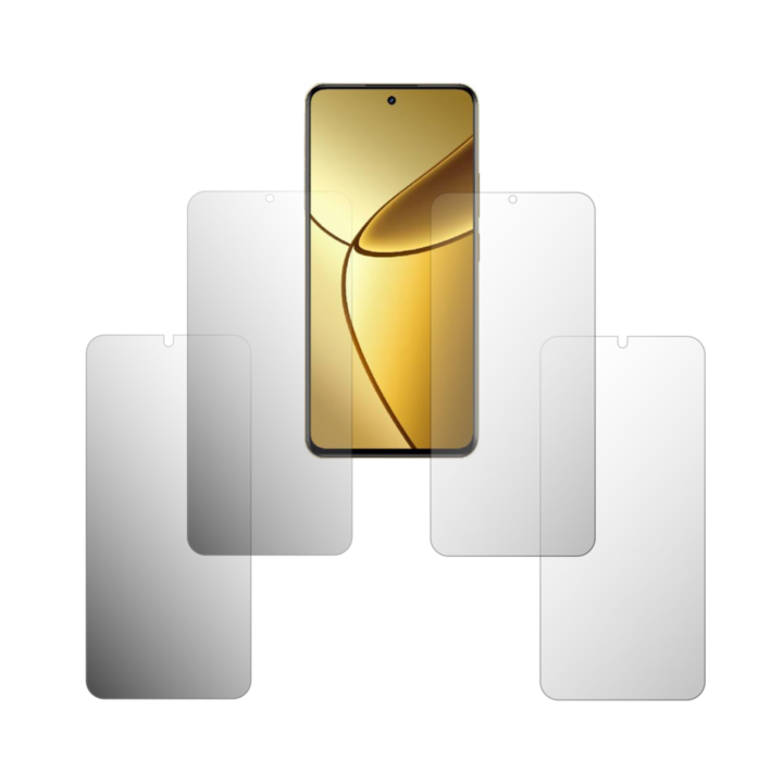 Комплект от 4X Folie24 протектори за екран, за Realme 12 Plus +, 2X Ultra-Clear + 2X Matte, пълно покритие на дисплея и удобни за калъфи, залепващи, гъвкави със саморегенериране