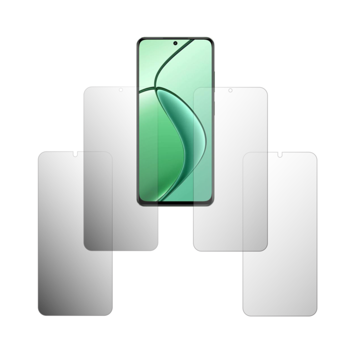 Комплект от 4X Folie24 протектора за екран, за Realme 12x, 2X Ultra-Clear + 2X Matte, пълно покритие на дисплея и удобни за калъфи, залепващи, гъвкави със саморегенериране