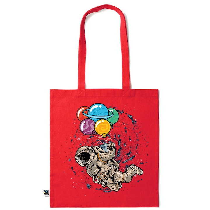 Intelli® Eco-barat pamut bevasarlotaska hosszu fullel, Asztronauta, 38 - 65488, Piros grenadine, 38 x 42 cm