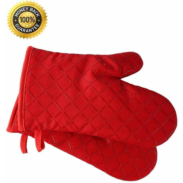 2 db hőálló kesztyű, szilikon, csúszásmentes, piros, unisex