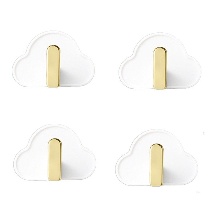 Carlige adezive decorative pentru bucatarie, baie, alb, set