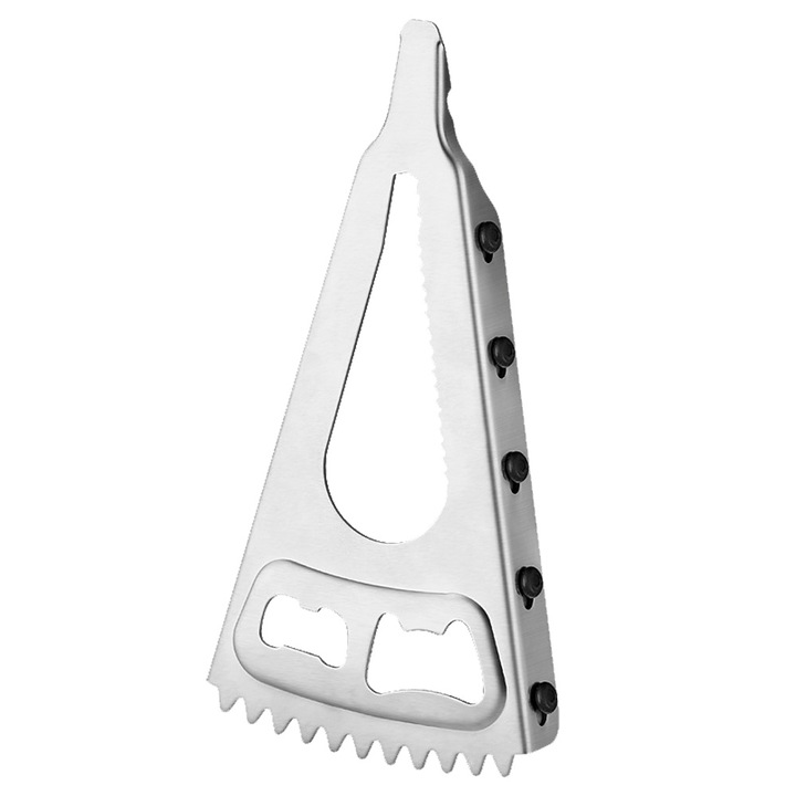 Deschizator multifunctional pentru borcane si sticle, design V, portabil, inox, argintiu