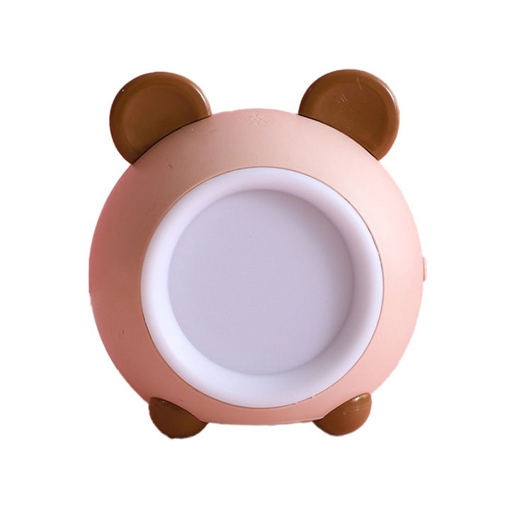 Lampa de veghe pentru copii, LED, design ursulet, 3 moduri de iluminare, maro/alb, portabil, 8.5x11cm