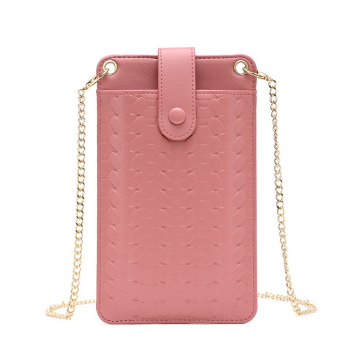 Női táska, láncmodell, fonott textúra