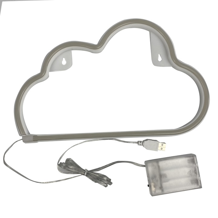 Lampa LED decorativa, forma de nor, lumina roz