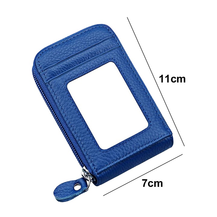 Portofel dama, organizator carduri, anti-scan, albastru, set