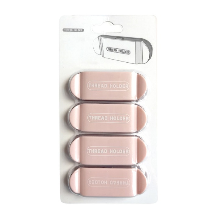 Organizator cabluri, suport fara gaurire, roz, set de 4