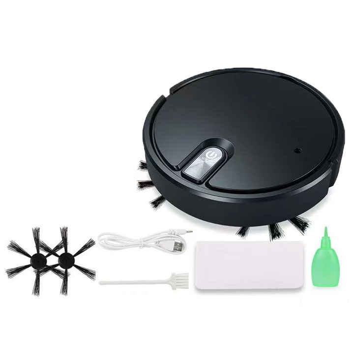 Robot de curatat multifunctional, maturare si mop, lumina ultravioleta, negru, 1600mAh