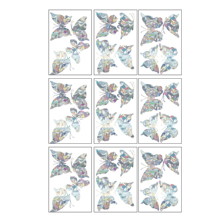 Set 36 Stickere fluturi, PVC, Electrostatic, Multicolor