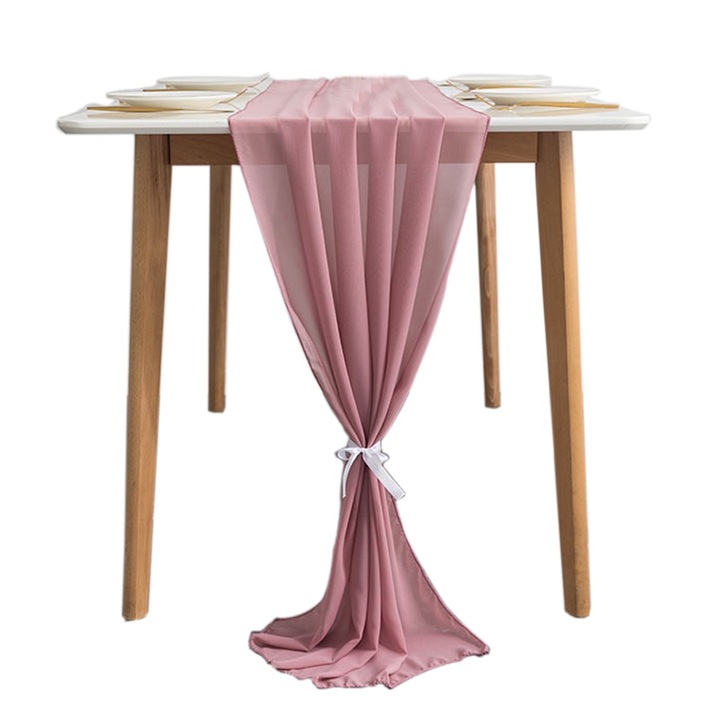 Napron pentru masa, Poliester, 72x305cm, Roz