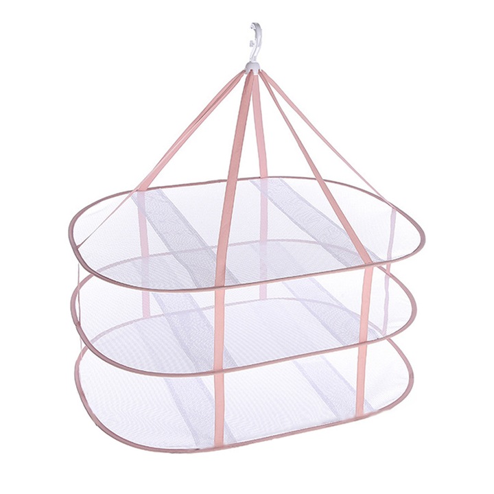 Összecsukható ruhaakasztó, poliészter és rozsdamentes acél, rózsaszín/zöld, 78x61cm, szett