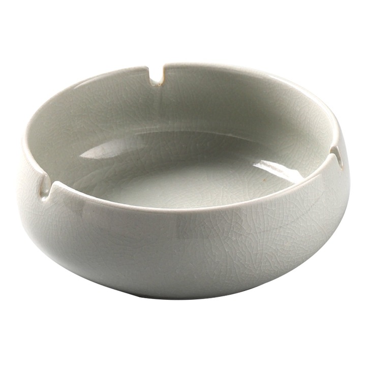 Scrumiera Art Deco, Ceramica, Rotunda, Gri, Uz Interior/Exterior