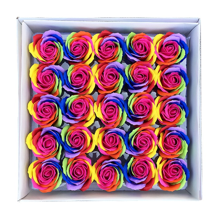 Set 25 Trandafiri de Sapun, in Forma de Trandafir, Multicolor, 6x7cm