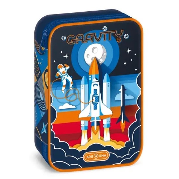 Ученически несесер с един цип на две нива Ars Una Gravity (5367) 24, 22 x 16 x 4 cm, Многоцветен