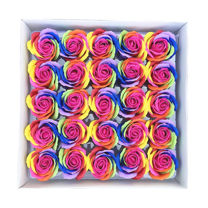 Set 25 Sapunuri Florale, Multicolore, pentru Ziua Indragostilor, Ziua Mamei, Aniversari