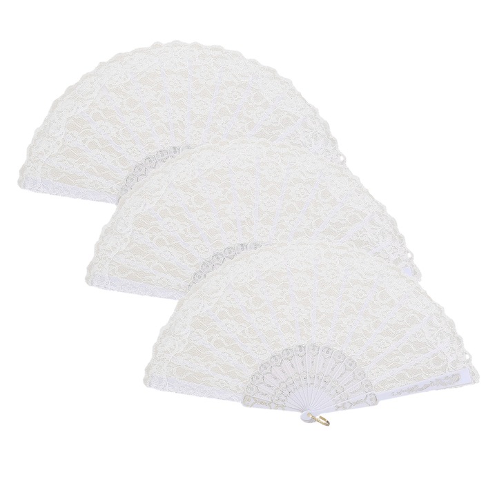 3 db retro női Lolita stílusú csipke összecsukható legyező fotó kelléknek, esküvői partihoz